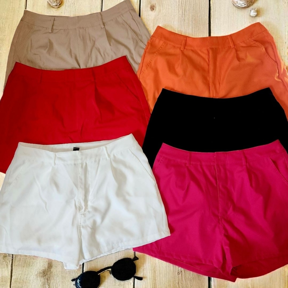 Womens Large Dressy Casual Trouser Shorts 6-pairs Red Black Pink Khaki NWOT